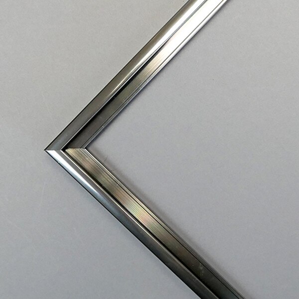 Shiny gray aluminum frame profile.
